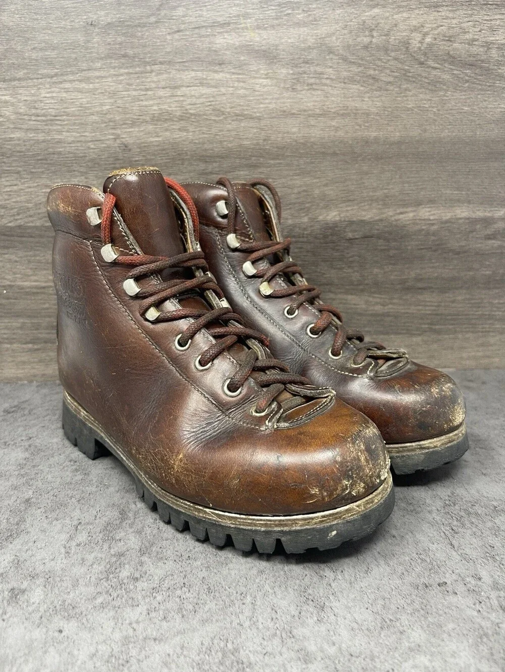 Asolo Sport Brown Leather Hiking Boots Mens Size 6 Sturdy Mountaineering